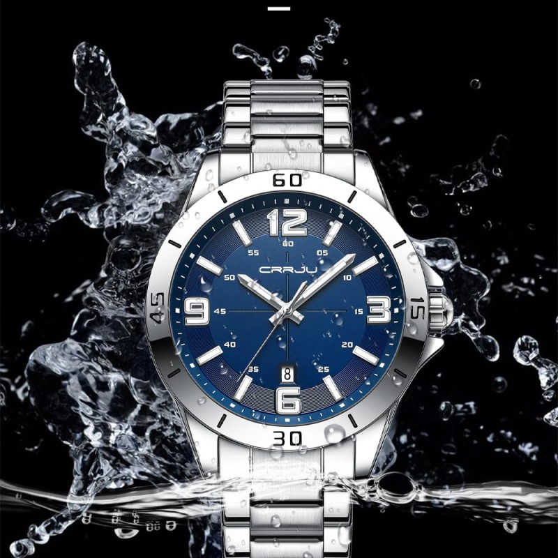 CRRJU 5003 Watch New Classic Stainless Steel  Quartz Wristwatches