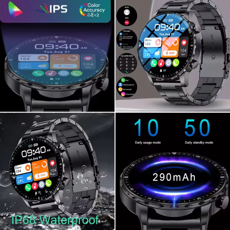 LIGE B0W664 Original Smart Watch Men Blood Oxygen Health Monitor Men's Watches AI Voice Assistant Bluetooth Call Men Sports Smartwatch with Extra Silicon strap