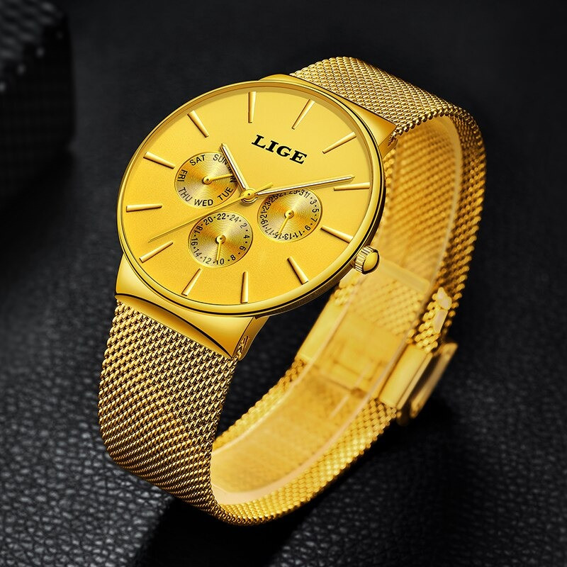 LIGE 9868  Ultra thin Fashion Mens Top Brand Luxury Quartz Watch