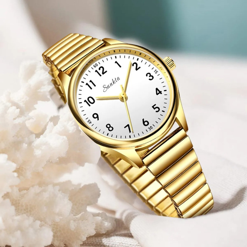 SUNKTA Women's Wristwatch Luxury Fashion Elegant Ladies Watch Waterproof Watch for Woman Stainless Steel Bracelet Reloj Mujer