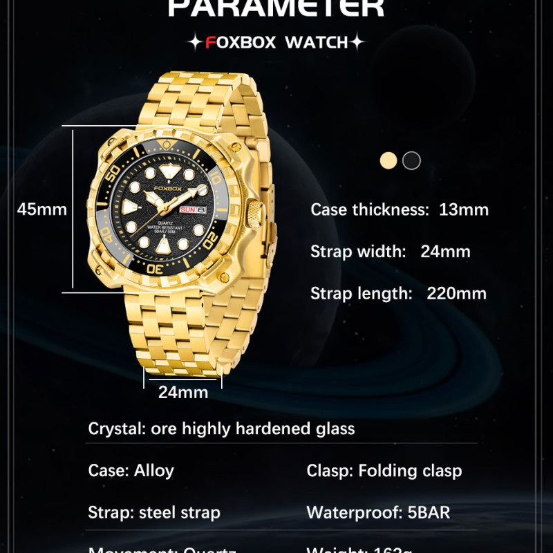 FOXBOX Luxury Luminous Men’s Watch – Waterproof Sport Calendar-Silver Blue