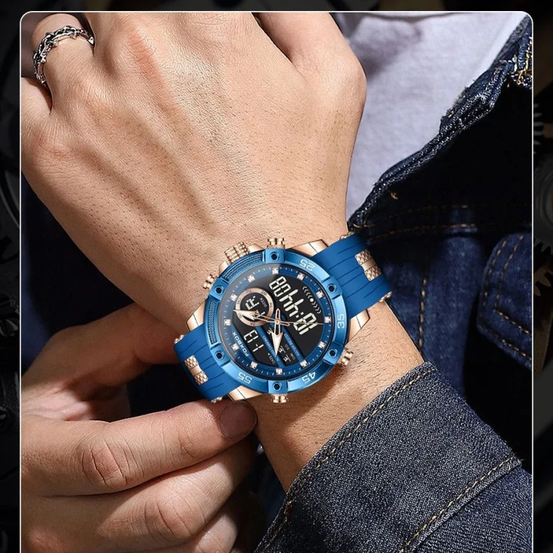 Foxbox FB0082 Multifunction Mens Sports Watch Waterproof Luminous Alarm Clock Men LED Digital Watch Large Dial Electronic Wristwatch Man