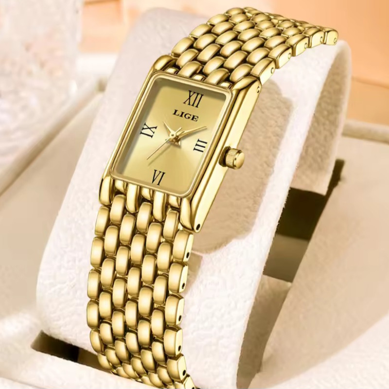 LIGE LG89156 Women’s Rectangular Quartz Watch – Timeless Elegance, Modern Simplicity with box