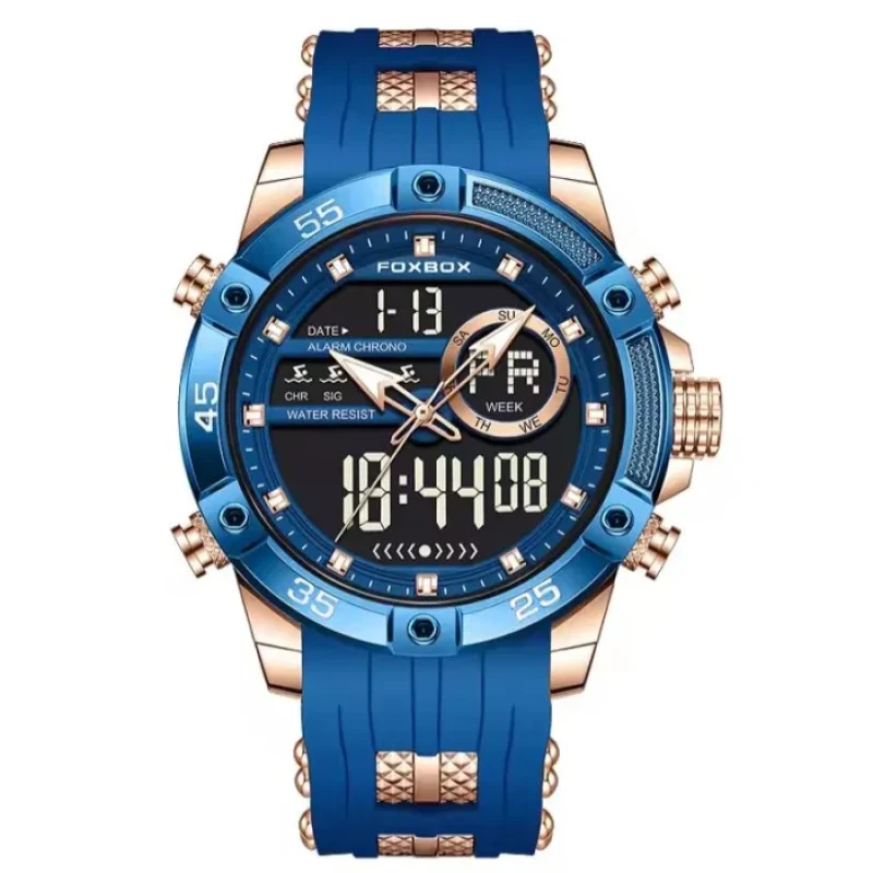 Foxbox FB0082 Multifunction Mens Sports Watch Waterproof Luminous Alarm Clock Men LED Digital Watch Large Dial Electronic Wristwatch Man