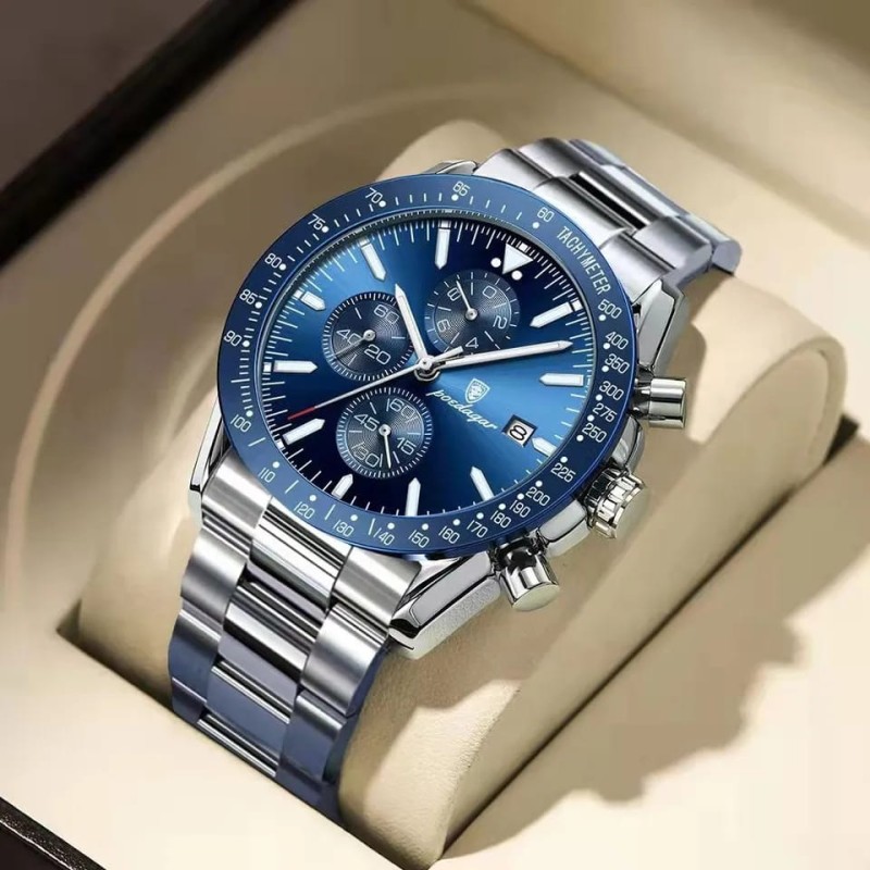 POEDAGAR Blue Men’s Watches Top Brand Luxury Chronograph Watch
