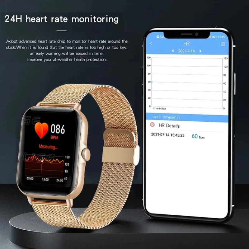 LIGE GT20 Unisex Golden Bluetooth Call Smart watch