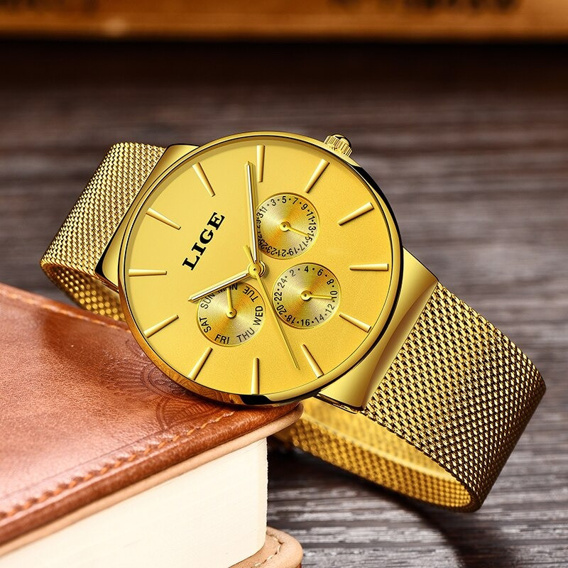 LIGE 9868  Ultra thin Fashion Mens Top Brand Luxury Quartz Watch