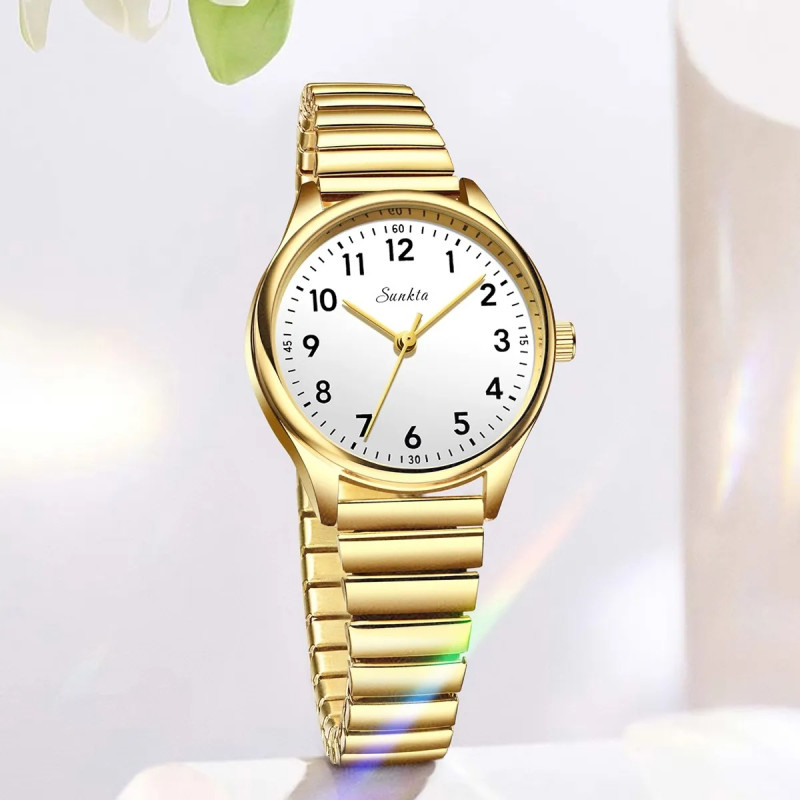 SUNKTA Women's Wristwatch Luxury Fashion Elegant Ladies Watch Waterproof Watch for Woman Stainless Steel Bracelet Reloj Mujer