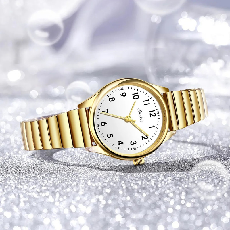 SUNKTA Women's Wristwatch Luxury Fashion Elegant Ladies Watch Waterproof Watch for Woman Stainless Steel Bracelet Reloj Mujer