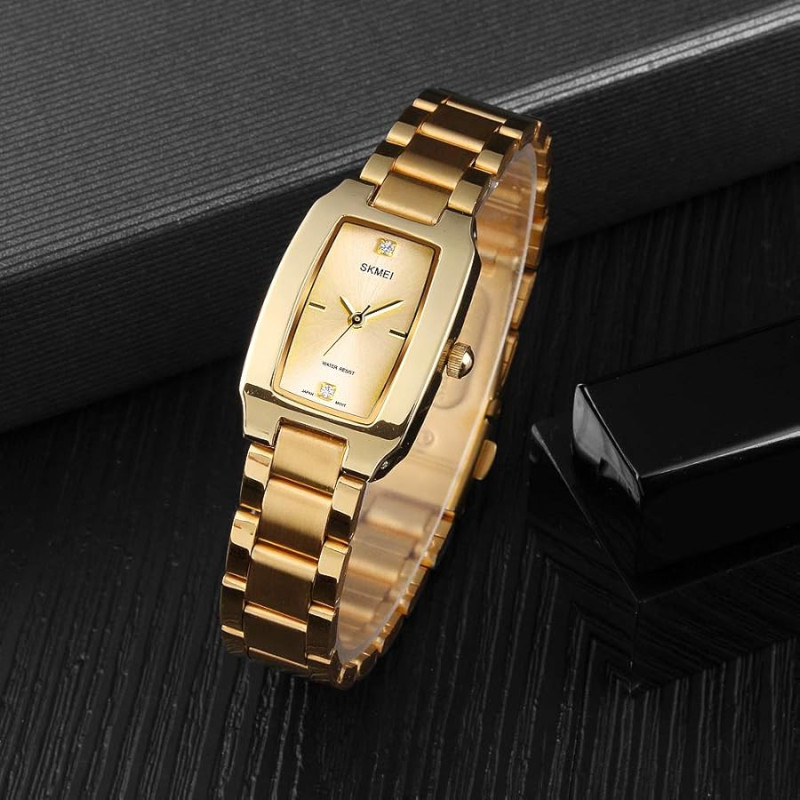 SKMEI 1400 Top Brand Luxury Women Quartz Watch With Rose Gold Silver Black Color Simple Waterproof Full Stainless Steel Watches