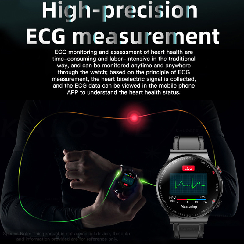 ECG +PPG,+ Blood  sugar +Glucose Blood Pressure Oxygen Temperature Monitor smart watch for mens