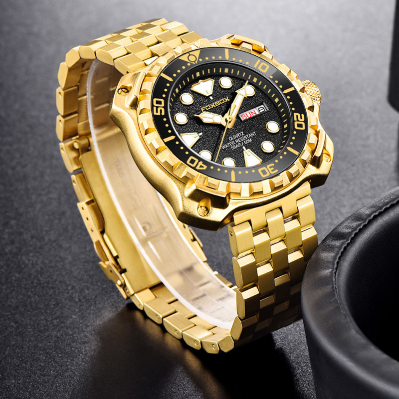 FOXBOX Luxury Luminous Men’s Watch – Waterproof Sport Calendar-Silver Blue