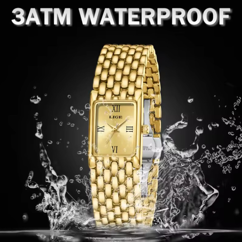 LIGE LG89156 Women’s Rectangular Quartz Watch – Timeless Elegance, Modern Simplicity with box