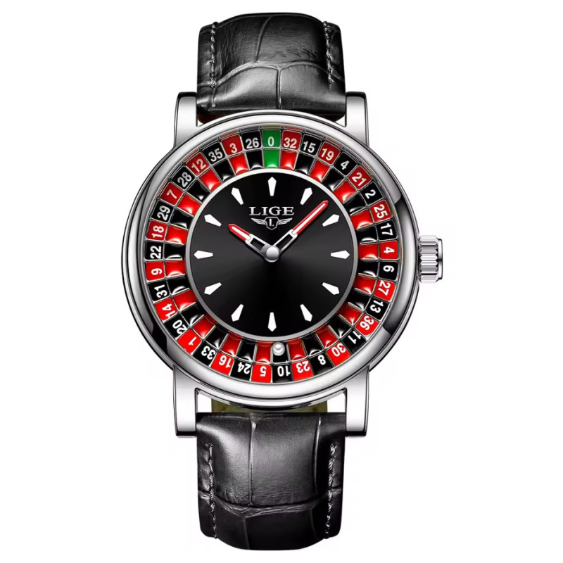 LIGE 2025 LG89161 Creative Luxury Watches men Roulette Game Dial Fashion Mens Watch Waterproof Luminous Quartz Wristwatches Reloj Hombre