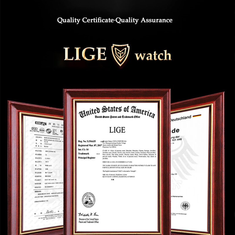 LIGE 8989 Fashion Men Watch Stainless Steel Top Brand Luxury Sport Chronograph Quartz Wrist Watches for Men Relogio Masculino+Box