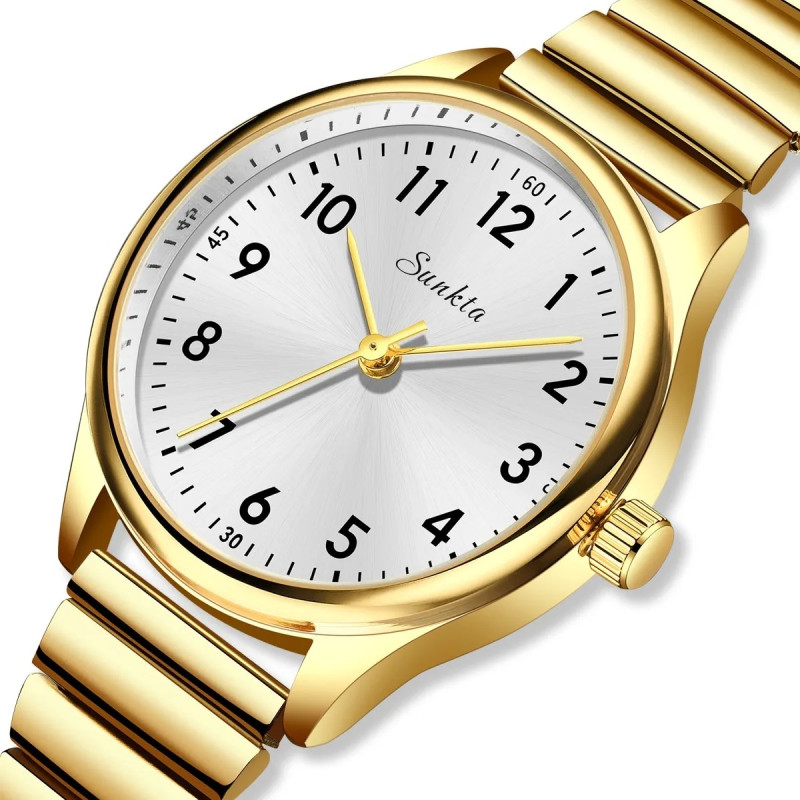 SUNKTA Women's Wristwatch Luxury Fashion Elegant Ladies Watch Waterproof Watch for Woman Stainless Steel Bracelet Reloj Mujer