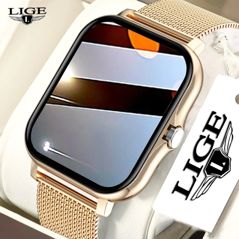 LIGE GT20 Unisex Golden Bluetooth Call Smart watch