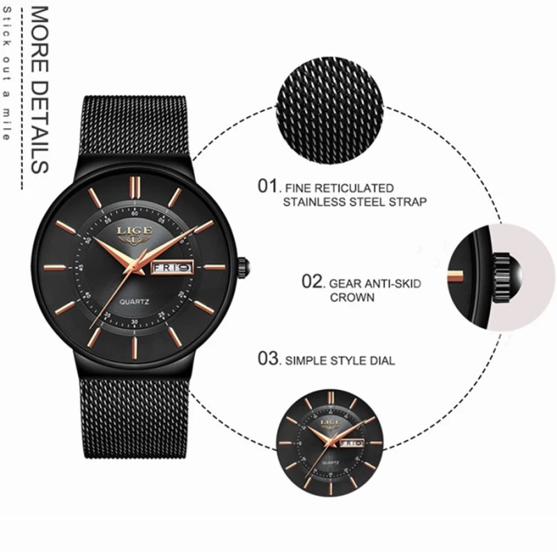 LIGE 9949 Ultra Thin Quartz Black
