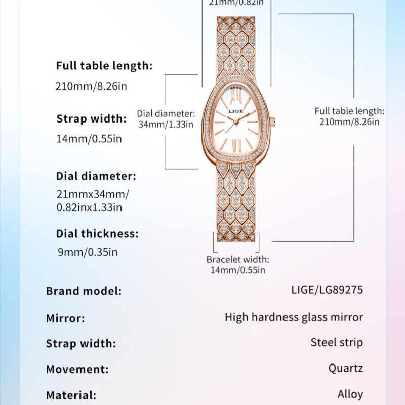 LIGE 89275 Top Brand Luxury Women Watches Rose Golden Ladies Watch Women Bracelet Watch Female Clock Relogio Feminino Ladies Watch for gift with Box