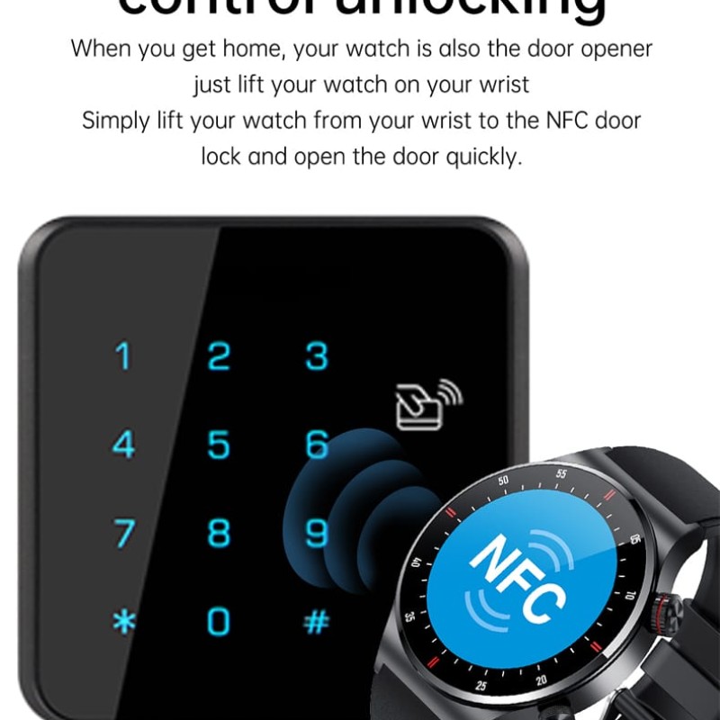 LIGE BW0382 PPG+BP+  NFC Bluetooth Call Smart Watch Men HD Screen Sports watches with extra sillicon straf