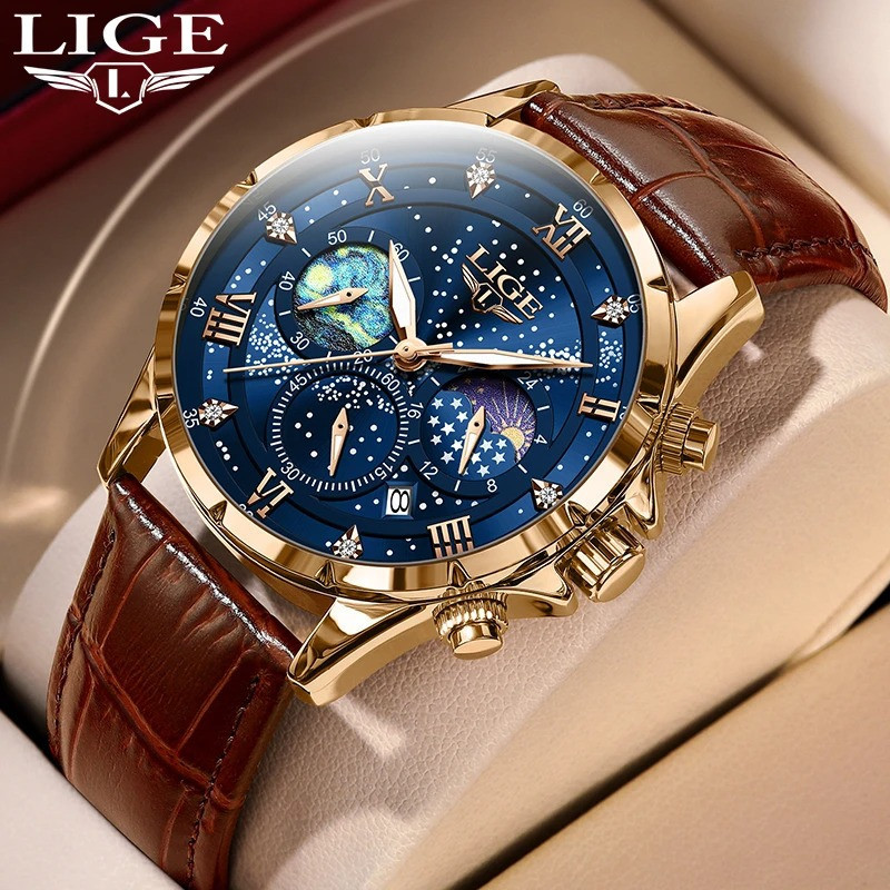 LIGE 89107 Mens Watch Business Male Quartz Wristwatch