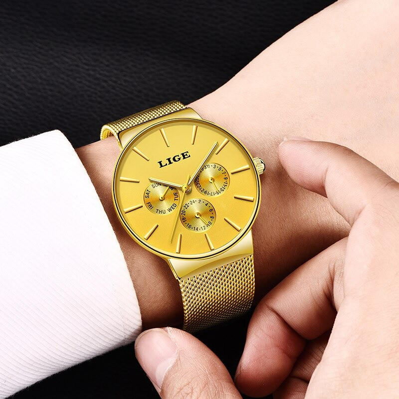 LIGE 9868  Ultra thin Fashion Mens Top Brand Luxury Quartz Watch