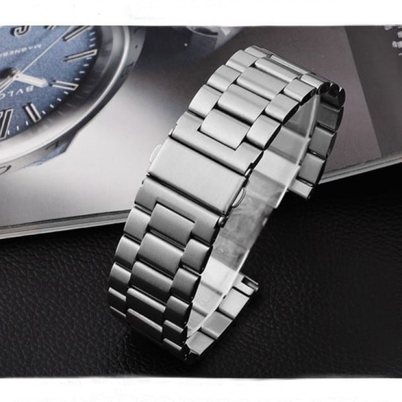 22mm Stainless Steel Metal Wrist Band Strap-Black/ SILVER