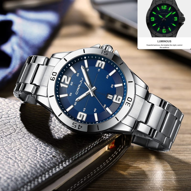 CRRJU 5003 Watch New Classic Stainless Steel  Quartz Wristwatches